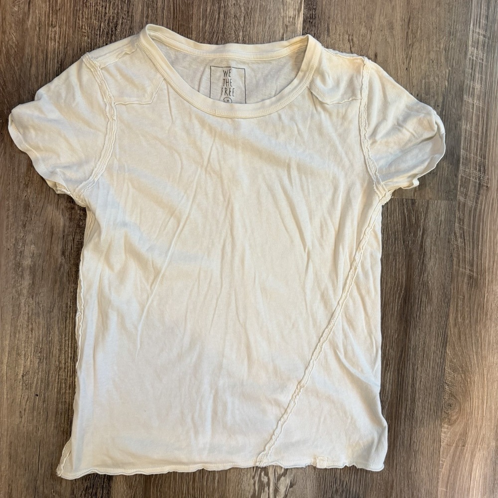 We The Free Shirt Womens M White/Off White Crew Neck Short Sleeve Basic Tee Top